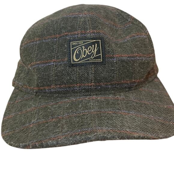 OBEY Plaid Adjustable Hat Cap One Size Fits‎ Most Green Brown Plaid - Picture 1 of 7